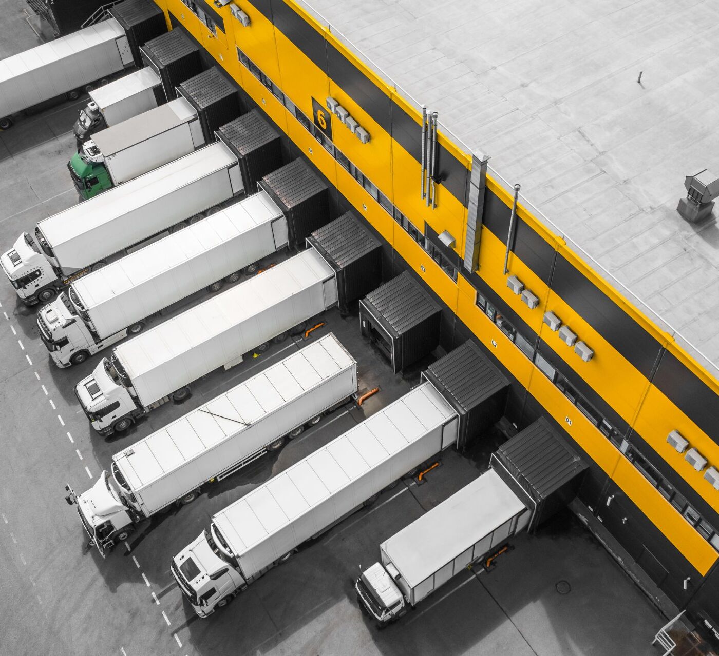 Trucks loading in the distribution hub